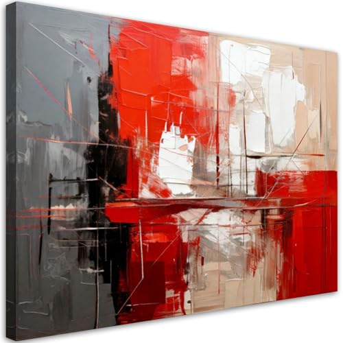 Feeby Bilder - Foto Geschenk - Rot und Grau - 120x80 1tlg - Leinwandbilder Wohnzimmer - Wandbild über dem Bett - Bild Schlafzimmer - Aesthetic Zimmer Deko - Modern Pictures