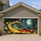 Enchanting Moonlit Night Garage Door Cover, Red Sport Car con fuoco e farfalle Art, grande decorazione esterna per garage, ideale per eventi estivi e festival 400 x 180 cm