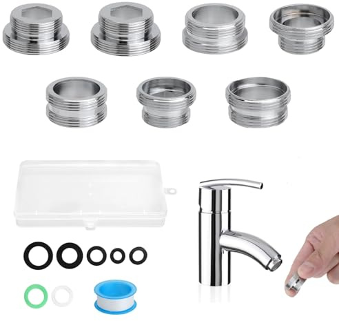 7 Aeratore Rubinetto Cucina Adattatore, Adattatore per Rubinetto in Metallo, Adattatora Rubinett, Connettore per Aeratore del Rubinett, Raccordo per Rubinetta in Ottone Cromato (M18-M22)