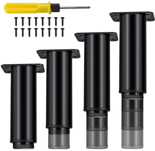 Jiaxitek 2Pcs 25-43 cm Metal Adjustable Furniture Legs, Adjustable Height Heavy Duty Bed Center Frame Support Leg,Legs for Kitchen Cabinet/Dresser/TV Stand/Sofa/Chair/Bed/Coffee Table