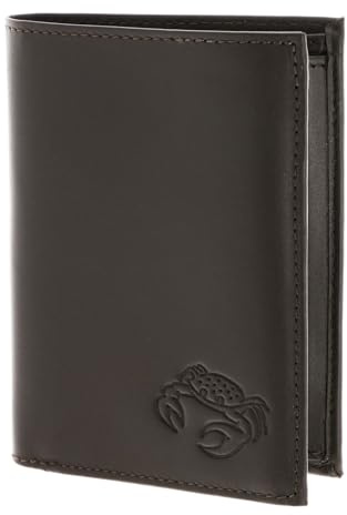 Oxmox Leder Geldbörse Leather RFID Protect Kombibörse Crab 2.0 Embossed Brown Dunkelbraun