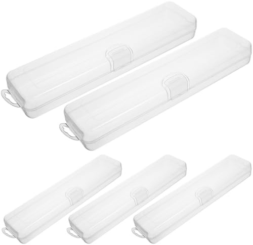 CONGARTENO 5 Stück Transparenter Zahnbürstenetuis aus Robustem Kompakte Aufbewahrungsbox für Reisen und Make Up Pinsel Großes Fassungsvermögen für Zahnbürsten und