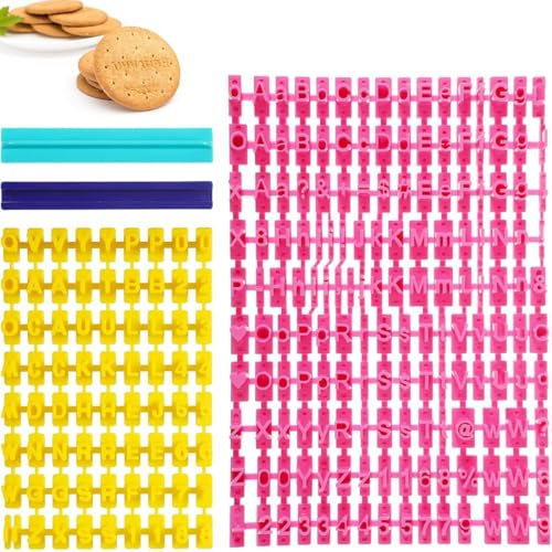 Set di 2 Timbri per Lettere di Argilla, timbri alfanumerici per biscotti,Fondente Cookie Cutter, Macchina per Goffratura Fondente, Stampe, Stampi per Lettere Divertenti,timbri per biscotti e alfabeti