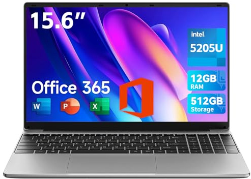 jumper 15.6 inch Laptop with Office 365, 12GB RAM 512GB Storage Notebook, HD Display Laptops, Celeron Processor, Keyboard Film UK, 5000mAh Battery, Suitable for Business and Students