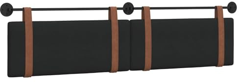 vidaXL Hängendes Kopfteil Schwarz Antikes PU, Schlafzimmer Deko, modernes Wandkopfteil, rechteckiges Design, minimalistischer Stil, Schaumstoff Polsterung