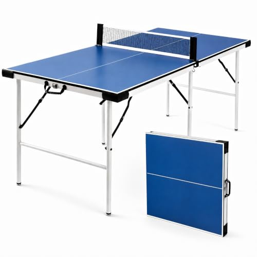 Hyner Mesa de Ping Pong 169cm Exterior, Plegable con 6 Patas y Estructura Metálica, Tenis de Mesa Premontado Estable, Compacta para Jardín Terraza Balcón