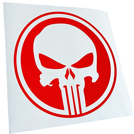 Kiwistar - Autoaufkleber - Rot - 10x10cm Punisher USA - Tank Totenkopf - Heckscheibe Auto Aufkleber wetterfest für Kfz LKW Mofa Truck - Sticker außen selbstklebend Tuning Zubehör für Fenster Fahrzeug