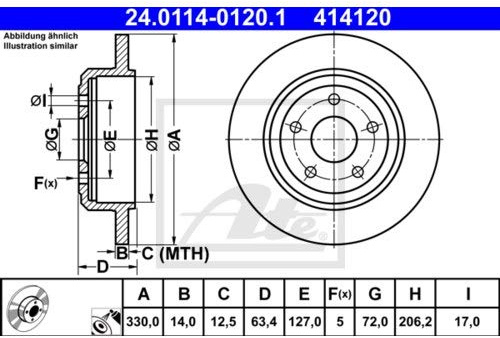 ATE 24.0114-0120.1 Bremsscheiben, Set of 2