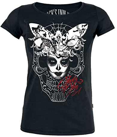 JACK'S INN 54 Rundhals Shirt - Mariposa Muerta Girlie Shirt schwarz