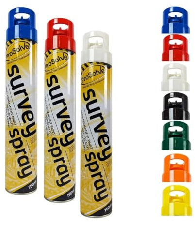 PDL – Pegdev – MULTI COLOURED SURVEY LINE MARKER AEROSOL SPRAY | Highly Pigmented, Hard-Wearing Paint for Car Parks, Fields, Roads, and More. (6)