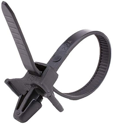 UKCABLE-TIES Push Mount Winged Cable Ties/Car Chassis Nylon Zip Tie Fixing Black (4.8mm x 100mm)
