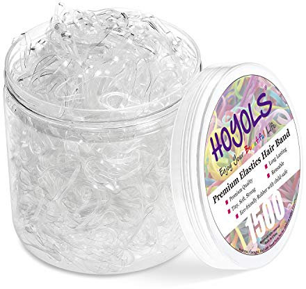 Hoyols Hair Elastic Rubber Bands Ties for Ponytail Braid Holder Pack (Clear 1500 pcs)