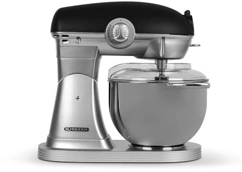 SCHNEIDER SCFP57B, Robot pâtissier Vintage, Bol inox 5,7 litres, 10 vitesses, Puissance 1500 watts, Mouvement planétaire, Couvercle anti éclaboussures, Pieds ventouses, Noi