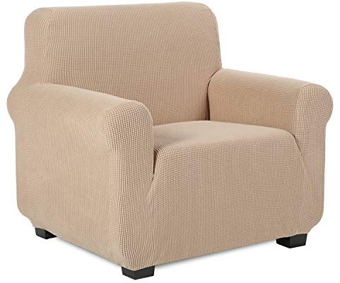 TIANSHU Sesselbezüge,Spandex Sofabezug Stretch Couchbezug Elastischer Antirutsch Stretchhusse Weich Stoff,Jacquard-Stretch-Sofabezug, sesselbezug Schonbezug für Sofa-Sofahalter (Sand)
