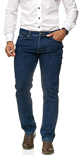 BARBONS Herren Jeans - Regular-Fit Stretch - Hochwertige Straight Jeans Herren Hose - Business Anzug Freizeit Blau 36W / 32L