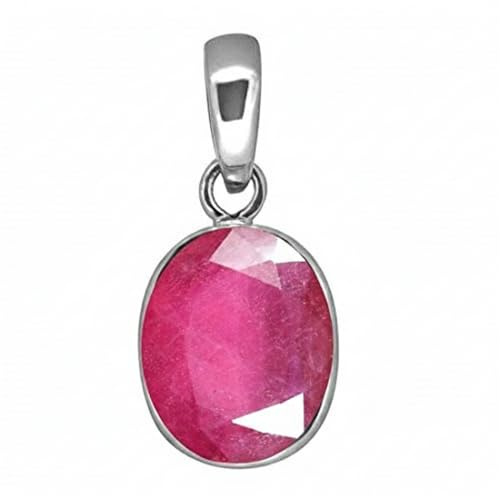 Echter Rubin-Anhänger zur Schmuckherstellung, 4 Karat ovale Form, rosa Edelstein, Sterlingsilber-Medaillon