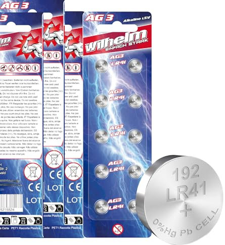 40 AG3 Wilhelm Cell Knopfzellen Knopfbatterien Uhrenbatterien LR736 LR41 192 392 1,5V