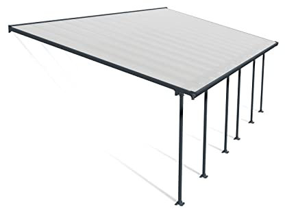 Canopia by Palram Terrassenüberdachung Alu Feria 4X8.50 Polycarbonat Hohlkammerplatten Pergola 850 x 385 cm Grau zur Überdachung ihrer Terrasse
