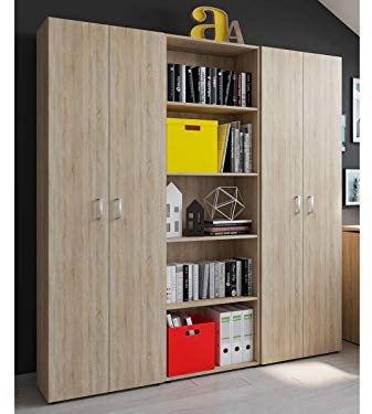 möbelando Multi-Kombi Regalkombi Schrankkombi Regalwand Schrankwand Büro Trio 555 Sonoma/Eiche