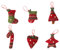 Amosfun 6 Stücke Baumschmuck Christbaumschmuck Weihnachtsanhänger Weihnachten Geschenkanhänger Tags Stoff Zuckerstangen Herz Stern Weihnachtsstrumpf Anhänger Weihnachtsbaum Deko