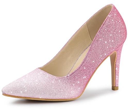 Allegra K Damen Party Glitzer Stiletto High Heels Pumps, Pink - rose - Größe: 39 EU