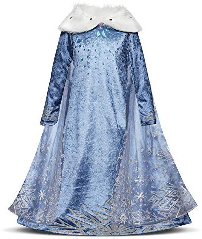 Mädchen Eiskönigin ELSA Anna Kostüm Kleid Kinder Schneeflocke Prinzessin Cosplay Karneval Fasching Verkleidung Eisprinzessin Weihnachten Halloween Festliches Partykleid Geburtstagskleid 3-4 Jahre