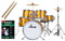 XDrum Junior Pro Kinder Schlagzeug Sunset Gold Sparkle - geeignet von 5-9 Jahren - Drumset mit komplettem Zubehör - inkl. Schule - Orange