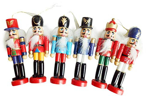 Greatideal Weihnachten Nussknacker, 6 Stück Soldat Puppe Retro Handbemalt Walnuss Stall Soldat Figuren Keks Mann Zinn Spielzeug, Für Weihnachten Anhänger Dekorationen (12CM)