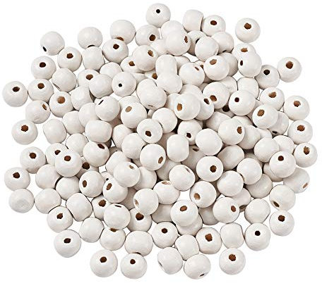 300 perline in legno naturale bianco, 8 mm, perline rotonde in legno, per albero di Natale, decorazione festiva