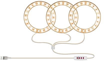 Aimiyaelec Angel Ring Plant Growth Light Sunlight Warm White Phytolamp USB Waterproof Nursery Growing Lamp Indoor Plants Growing Light Fixtures Bonsai Flowers Seedlings (One for Three)