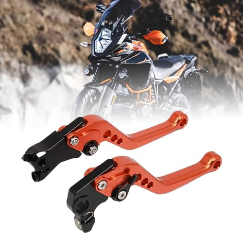 AnXin Kurze Brems- und Kupplungshebel für Motorrad, CNC-verstellbar, für 1090 Adventure/R 1050 Adventure 690/SMC/SMCR 690 Enduro R 2014 2015 2016 2017 – Orange