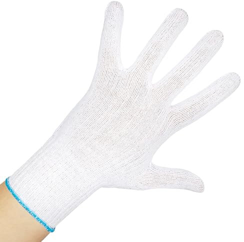 ThumbUP-Supersoft-Pack von 3 Paaren Baumwollhandschuhe 100%,für Rechts- und Linkshänder, ohne Nähte, elastischer Handgelenk, waschbar, Weiß, Größe M