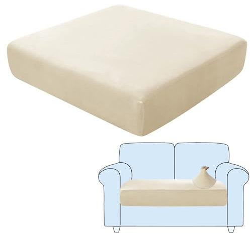SHUOJIA Sofa-Sitzkissenbezüge, Sofakissen-Bezüge Stretch-Samt,Sitzkissenschutz,Couchkissen-Bezüge Ersatz Für Individuelle Kissen Mit Elastischem Stoff (Cream Color,2-Seater)