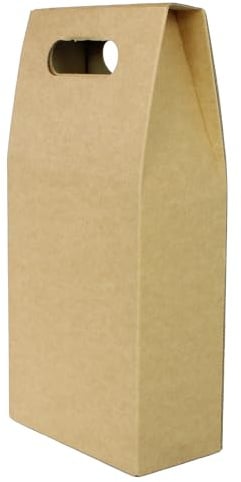 SelfHold 2 Bottle Brown Christmas Wine Gift Boxes 175 x 92 x 260mm - Presentation Bottle Boxes | Wine Gift Packaging (Pack of 5)