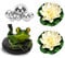 Set mit 9 Miniteich Deko Set Schwimmfrosch mit für Miniteich Terrassenteich Zinkwannen Solarbrunnen Garten Balkon Teiche Deko(1 Rückenschwimmen Frosch、6 Schwimmkugeln und 2 Schwimmend Lotusblüte)
