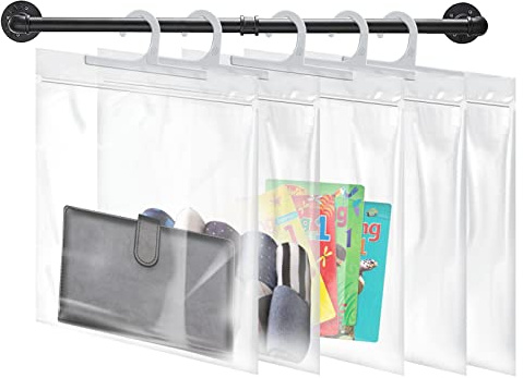 Hängende Aufbewahrungsbeutel, 24 Stück, großer Haken, 25,4 x 31,8 cm, transparente Plastiktüten für Klassenzimmer, Bibliothek und Apotheke