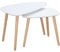 HOMCOM Lot de 2 Tables Basses gigognes Design scandinave Pieds en Bois et Plateau en Bois, Blanc