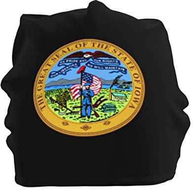Lsjuee State Seal of Iowa Slouchy Beanie Mütze für Herren Damen, Baggy Skull Cap Winter Ski Strickmütze Schwarz