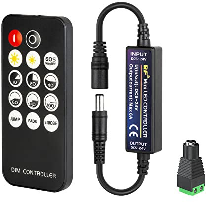 FCOB Mini RF Dimmer Controller 14 Tasten 3014 5630 5730 3528 LED Streifen DC5V/DC12V/DC24V Dimmer Schalter Helligkeitsmodus Effektmodus Drahtloser LED Dimmer Controller(Single Color)