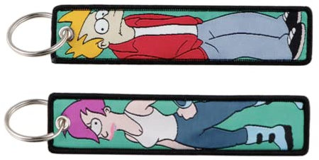 Pinstant Schlüsselanhänger Futurama Fry Leela Bender, Comedy, Animierte TV-Show, Schlüsselanhänger, Rot/Ausflug, einfarbig (Getaway Solids), 5.1 x 1.2 inches