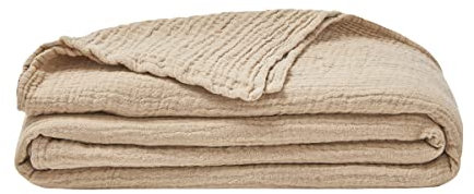 ESSIX Plaid uni en Gaze de Coton, Jazzy, 130x170cm, Biscuit