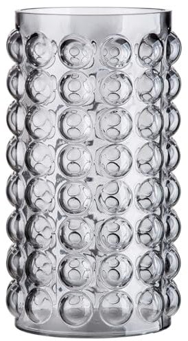 GILDE Deko Vase Glasvase - Blumenvase Windlicht aus Glas - mit runden Noppen - Moderne Dekoration Geschenk Geburtstagsgeschenk - Farbe: grau Höhe 28 cm