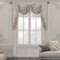 TOPLUXE Mantovana a Cascata per Finestre, Mantovana Damascata con Nappe, Tenda Corta Jacquard per Camera da Letto Soggiorno Cucina Natalizia (Larghezza 150cm, Grigio Chiaro)