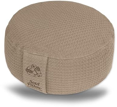 Soulpillow Meditationskissen, Yoga Sitzkissen 15 cm hoch, Ø30cm mit Dinkelfüllung, Bezug waschbar, Sitzkissen Boden für Meditation und Yogakissen rund, Oeko TEX 100