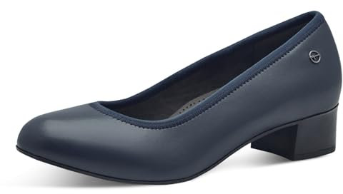 Tamaris Comfort Damen Pumps aus Leder Kleiner Absatz, Blau (Dunkelblau), 39 EU