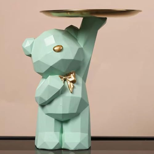 Umikk Bandeja de Almacenamiento de Resina para Escritorio - Diseño de Oso, Decoración de Animales, Estatua con Bandeja, Escultura - Regalo para Sala de Estar