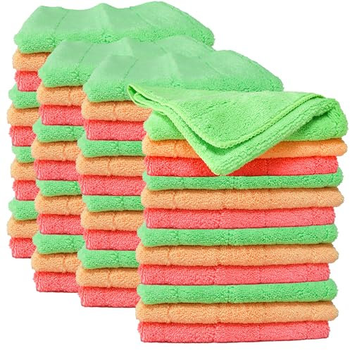 Bayeta de Microfibra Limpieza 48 Unidades,Toalla Trapos de Limpieza Reutilizazbles,Paños de Limpieza Lavable sin Rayas sin Pelusa para Casa, Cocina, Coche,Multicolor 30x40cm