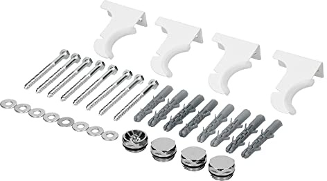 LuxeBath Support pour Radiateur Design de Salle de Bain, Blanc, Matériel de Montage: Supports Muraux, Vis et Chevilles, Vis de Support, Rondelles, Vanne de Purge 1/2 Pouce, Obturateur 1/2 Pouce