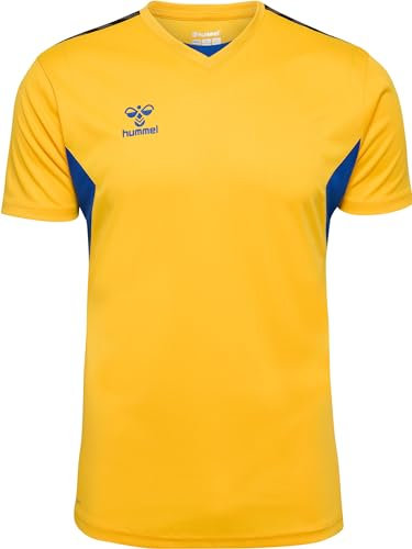 hummel Herren Hmlauthentic Pl Jersey S/S T-Shirt, Sports Yellow/True Blue, M EU