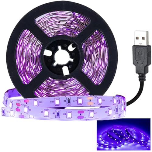 UV Black Light LED Strip – 2M Rechargeable Glow Strip for Gaming Setups, DIY Crafts, Home Décor, Parties & Fluorescent Art – Battery-Powered, Flexible & Easy to Install